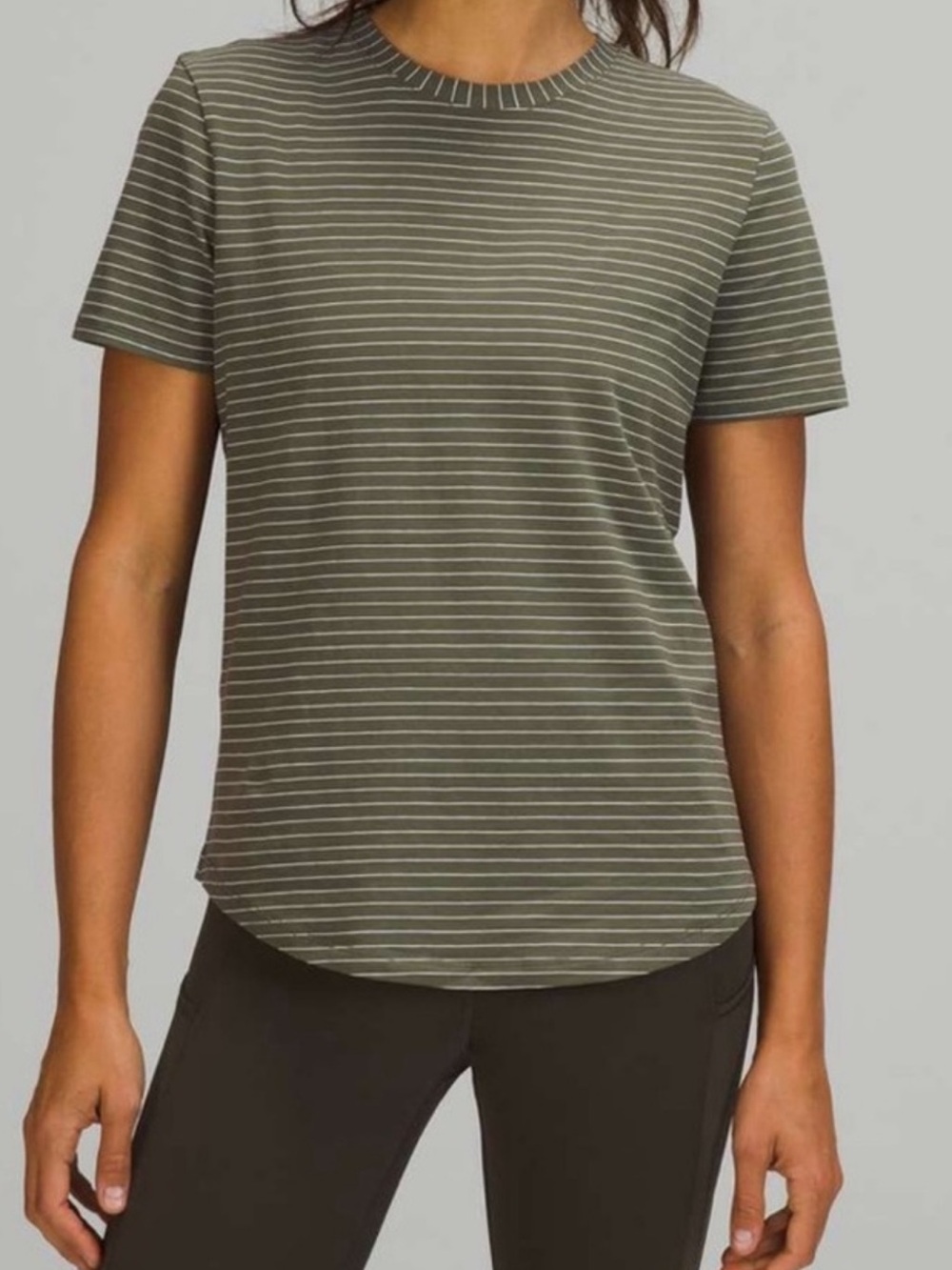 lululemon Love crew tee in synchronized Stripes medium olive